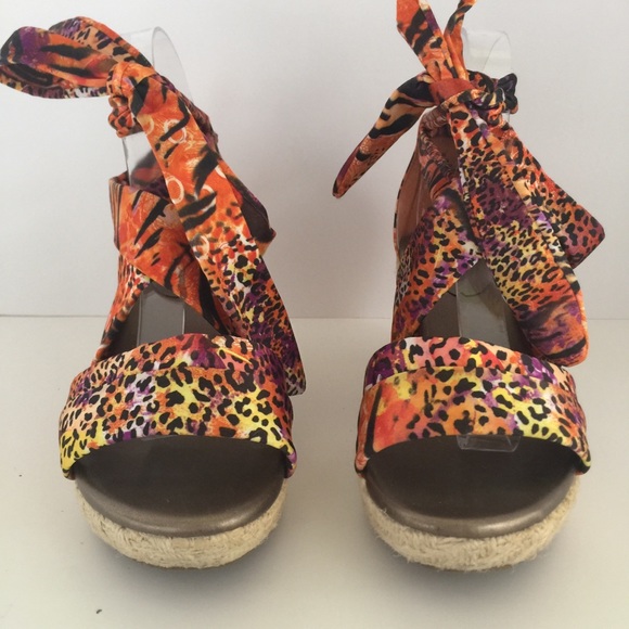 Impo Gleam Vegan Wedge Espadrille tie-on Sandals - Picture 2 of 7